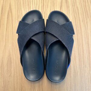 Rothy’s Weekend Slide Cross Comfort Black Flat Sandals Women’s 7.5